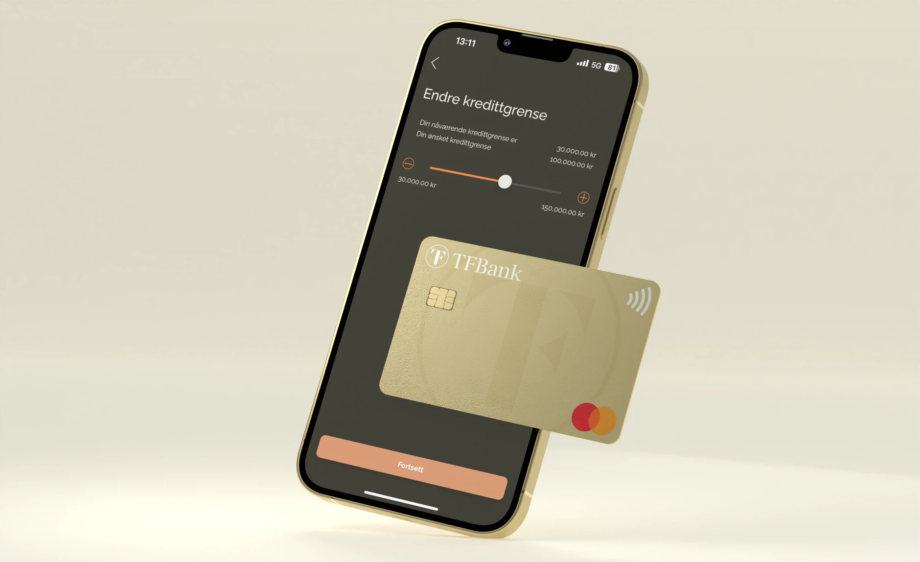 søke om økt kredittgrense i TF Bank-Appen