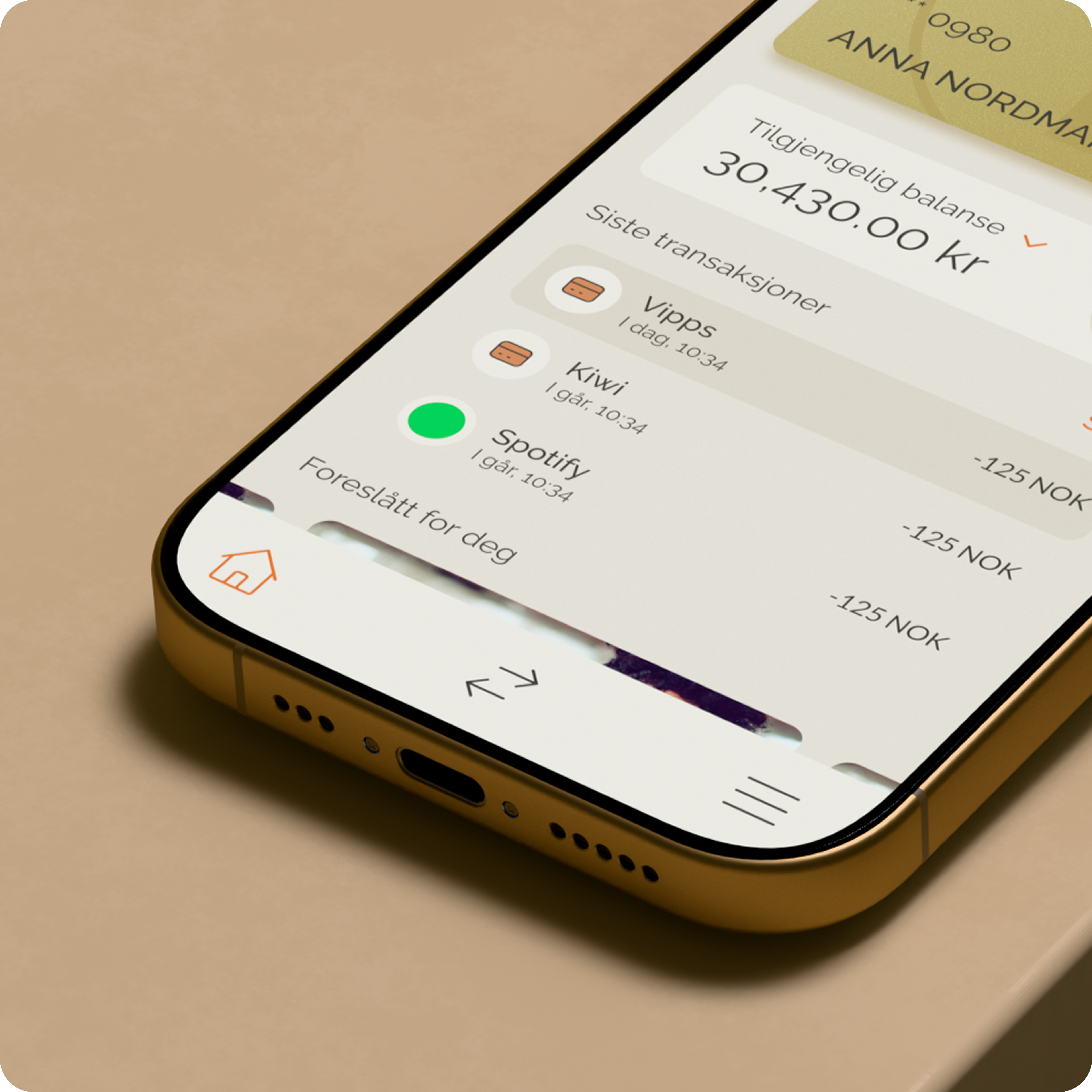 transaksjonsoversikt i tf bank-mobilapp