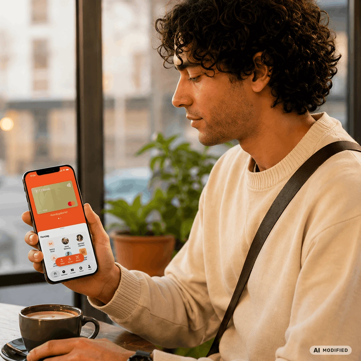 man showing vipps pay on his phone